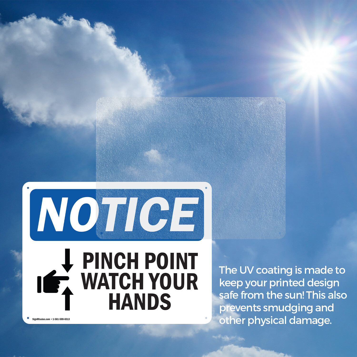 (2 Pack) Pinch Point Watch Your Hands OSHA Notice Sign Decal Metal Plastic