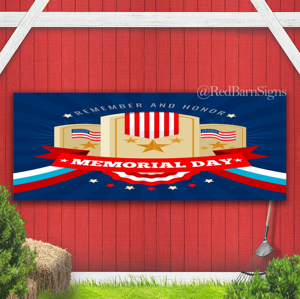 Memorial Day Honor Patriotic Armed Forces Military Veteran USA Banner Sign 04