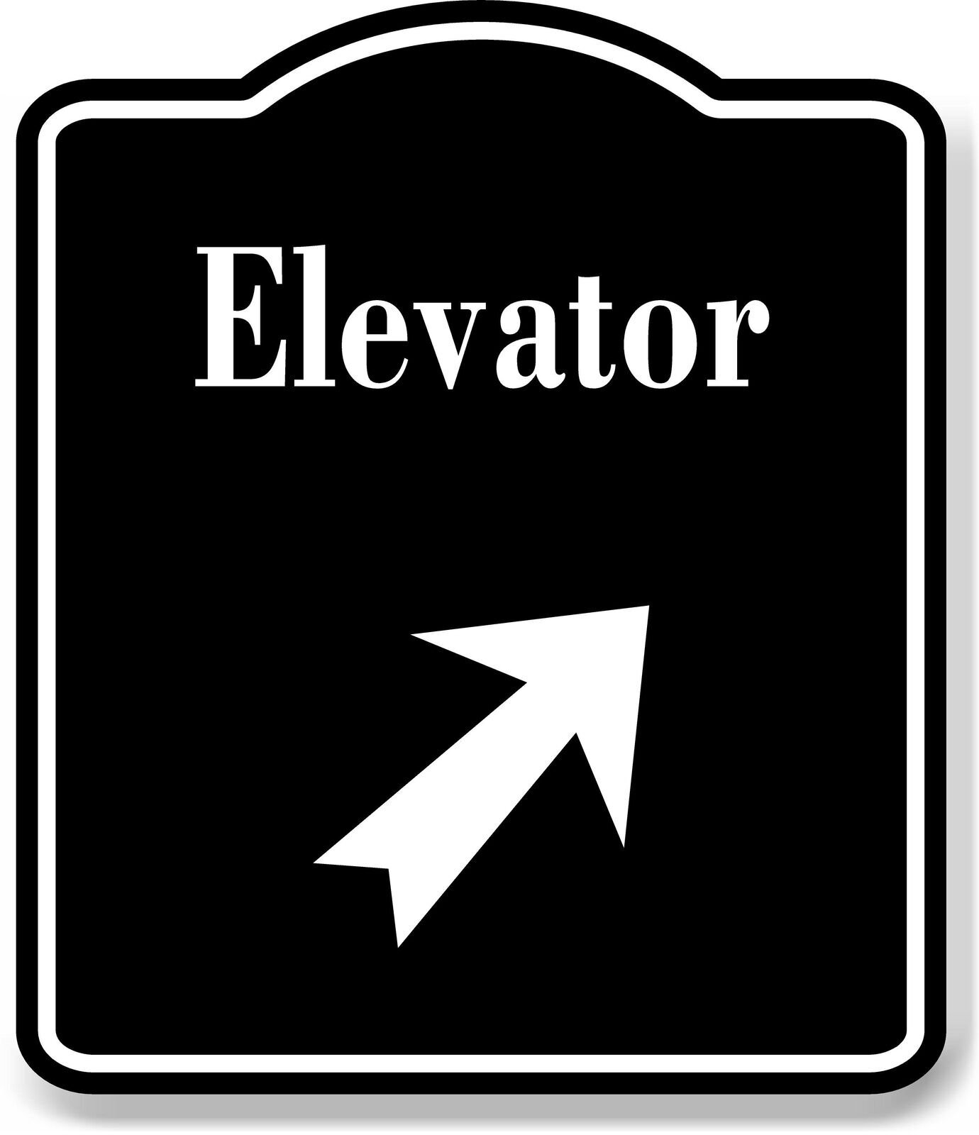 Elevator_45_Degree_Up_Right_Arrow_BLACK Aluminum Composite Sign