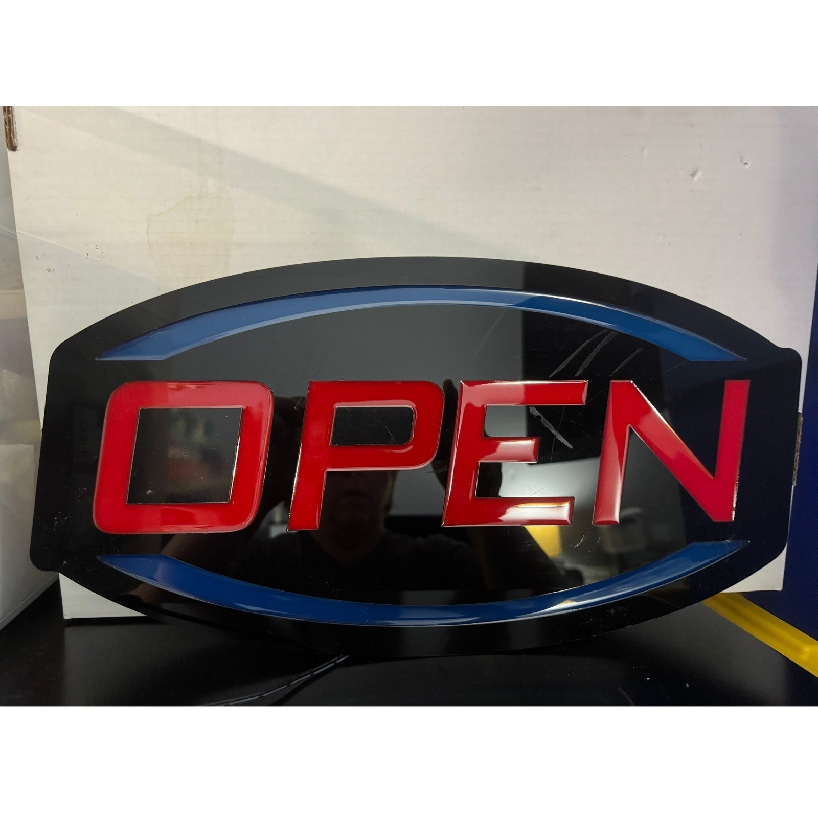 LED Open Sign Red Blue Oval Electric Business Storefront Display Light NL-LED