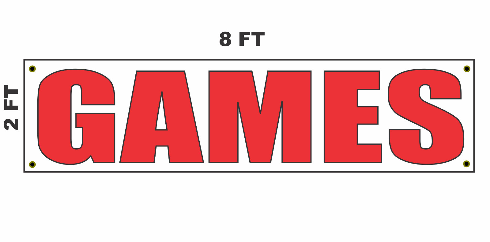 GAMES Banner Sign 2×8 for Business Shop Building Store Front CARD VIDEO ROOM