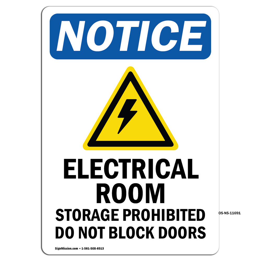 Electrical Room Storage With Symbol OSHA Notice Sign Metal Plastic Decal