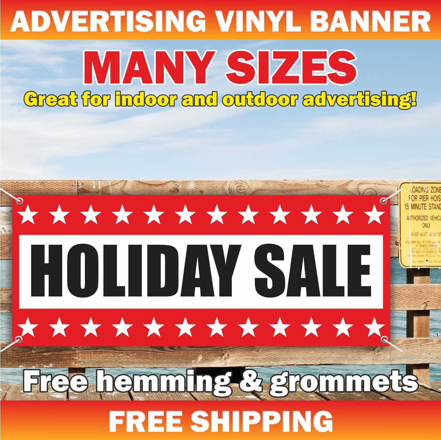 HOLIDAY SALE Advertising Banner Vinyl Mesh Sign Christmas Season Retail Store