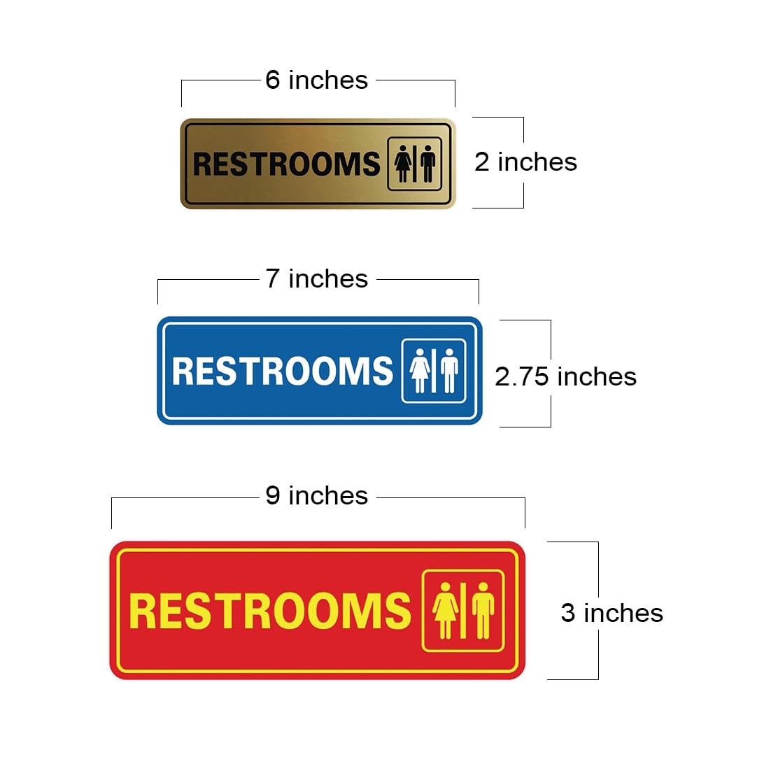 1 PC Standard Restrooms Sign Brushed Gold Large Wall Door Adhesive Displays
