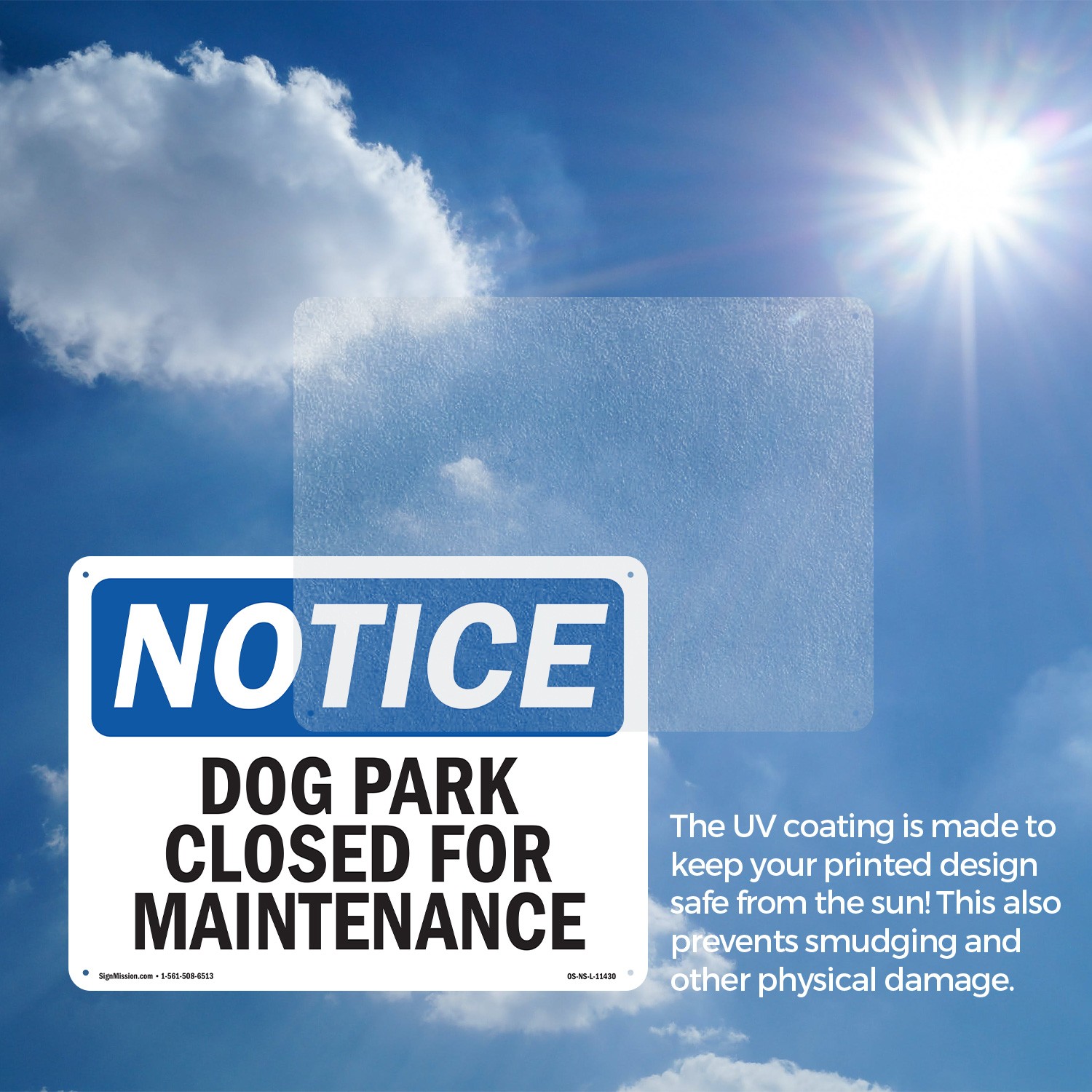 Dog Park Closed For Maintenance OSHA Notice Sign Metal,, Decal 5 or 10 Pack