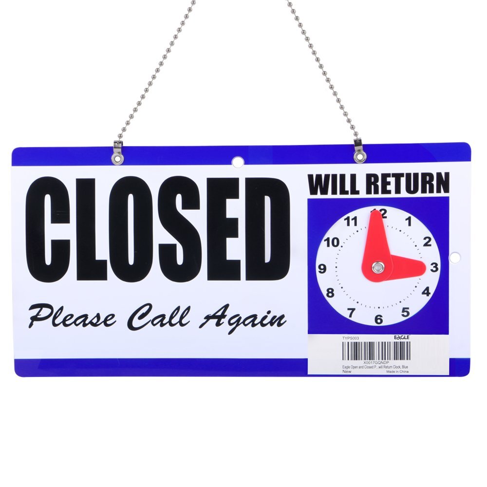 Open Sign Business Hour Closed Open Sign Will Return Clock for Restaurant Office