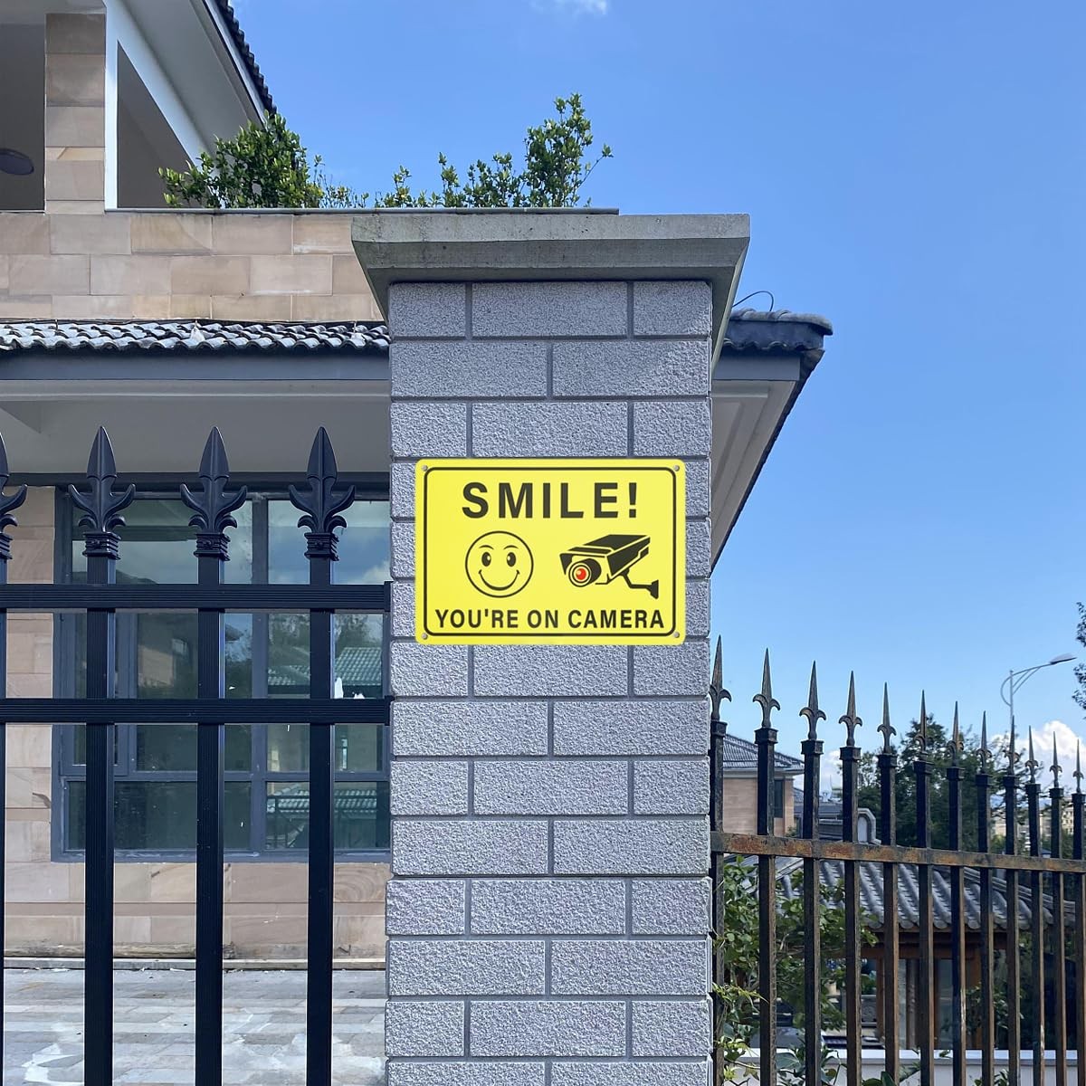Smile You are on Camera Sign, 2Pack 10 * 7 Inches Aluminum Video Surveillance…