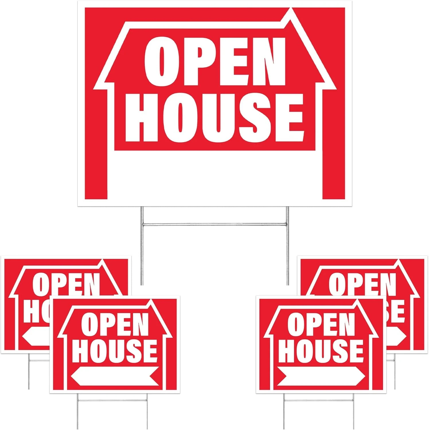 5Pk Open House Signs for Real Estate | House for Sale Double Sided with Stakes