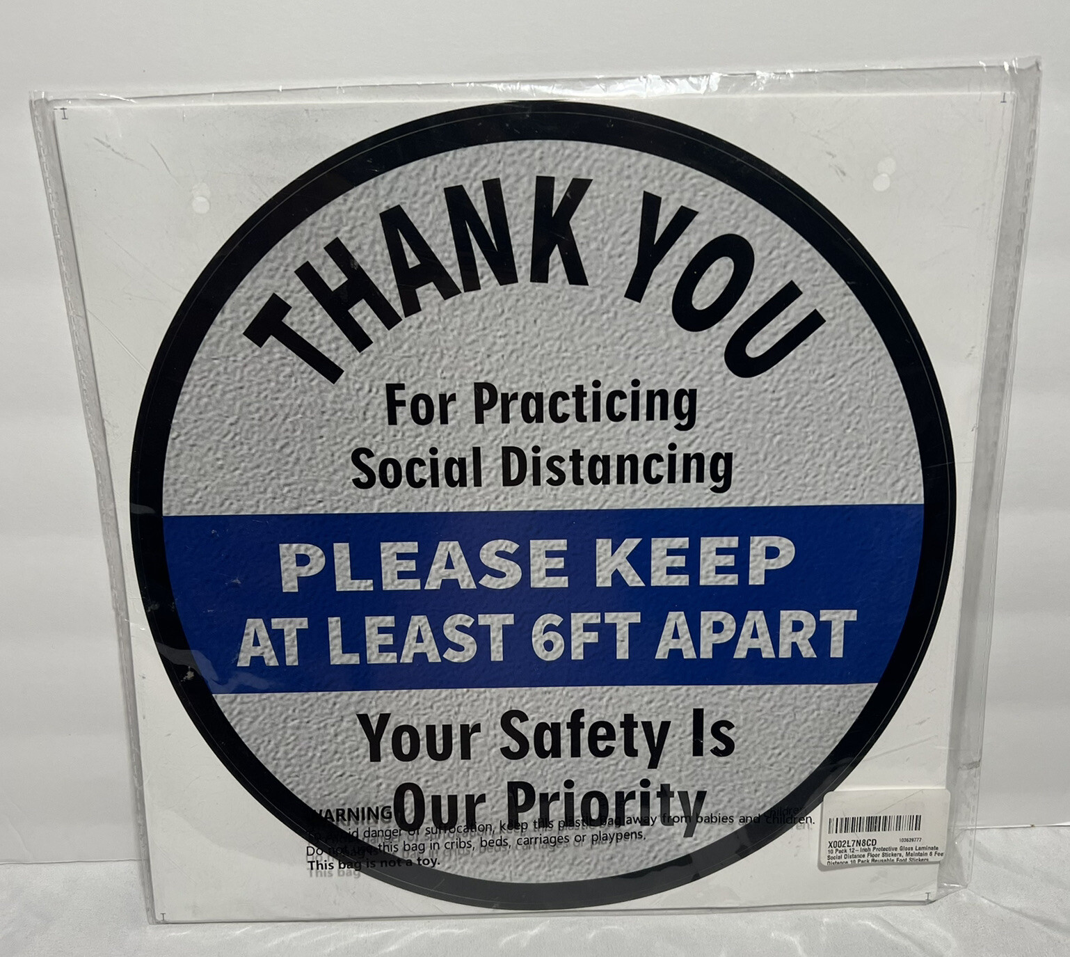 10 Pack 12-Inch Protective Gloss Laminate Social Distance Floor Stickers, Mai…