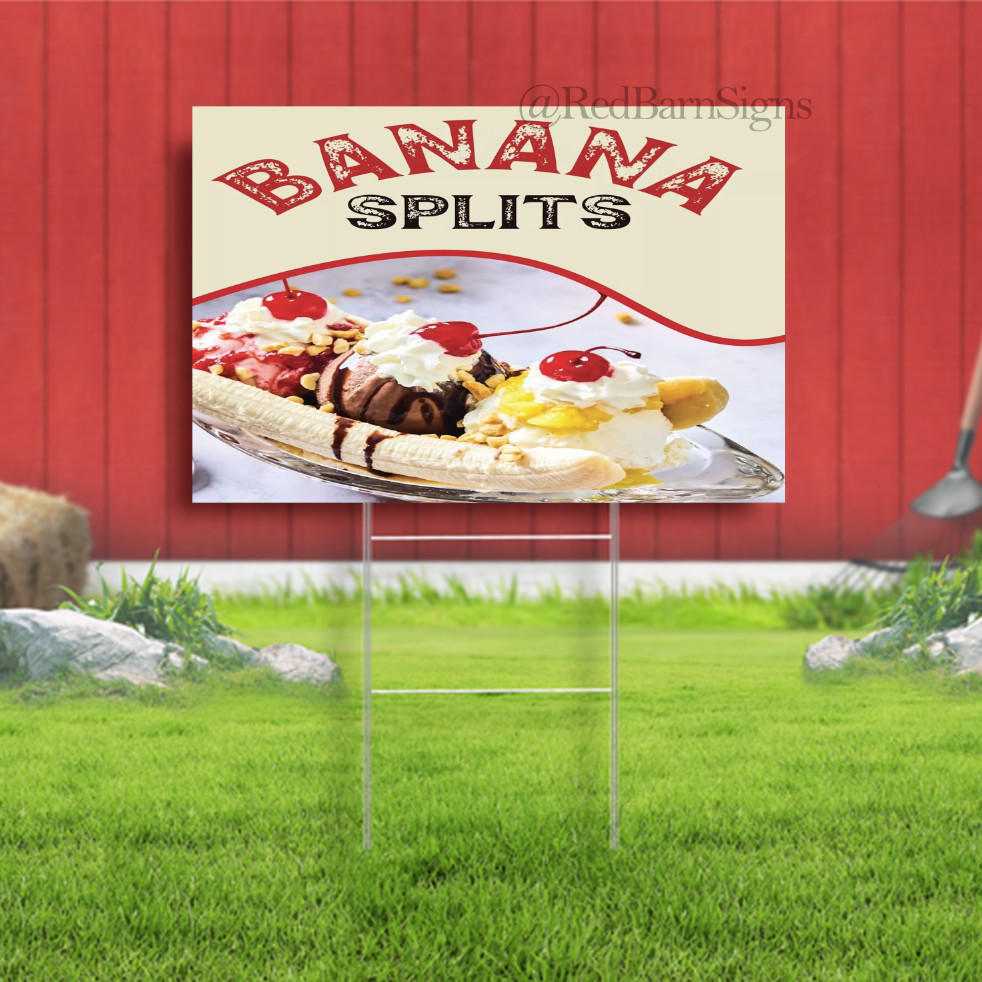 Banana Splits | Retail Window Display Sign | Yard Sign