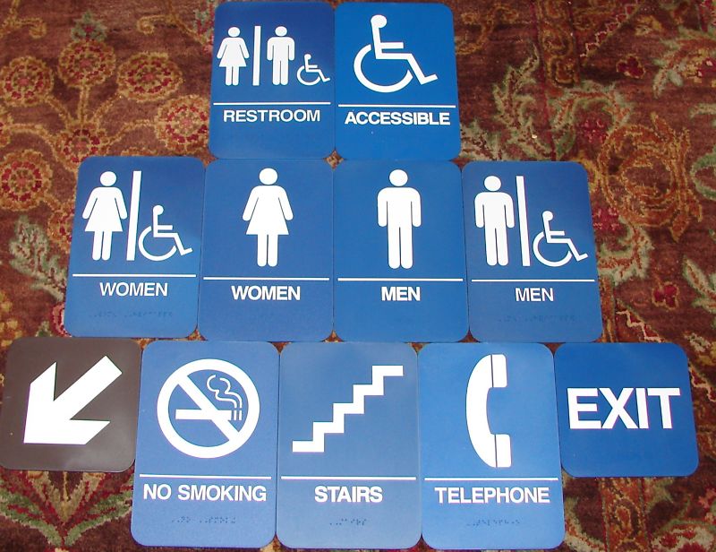 ADA Compliant and Title 24 Handicap Signs, Restroom, Exit, No Smoking – More