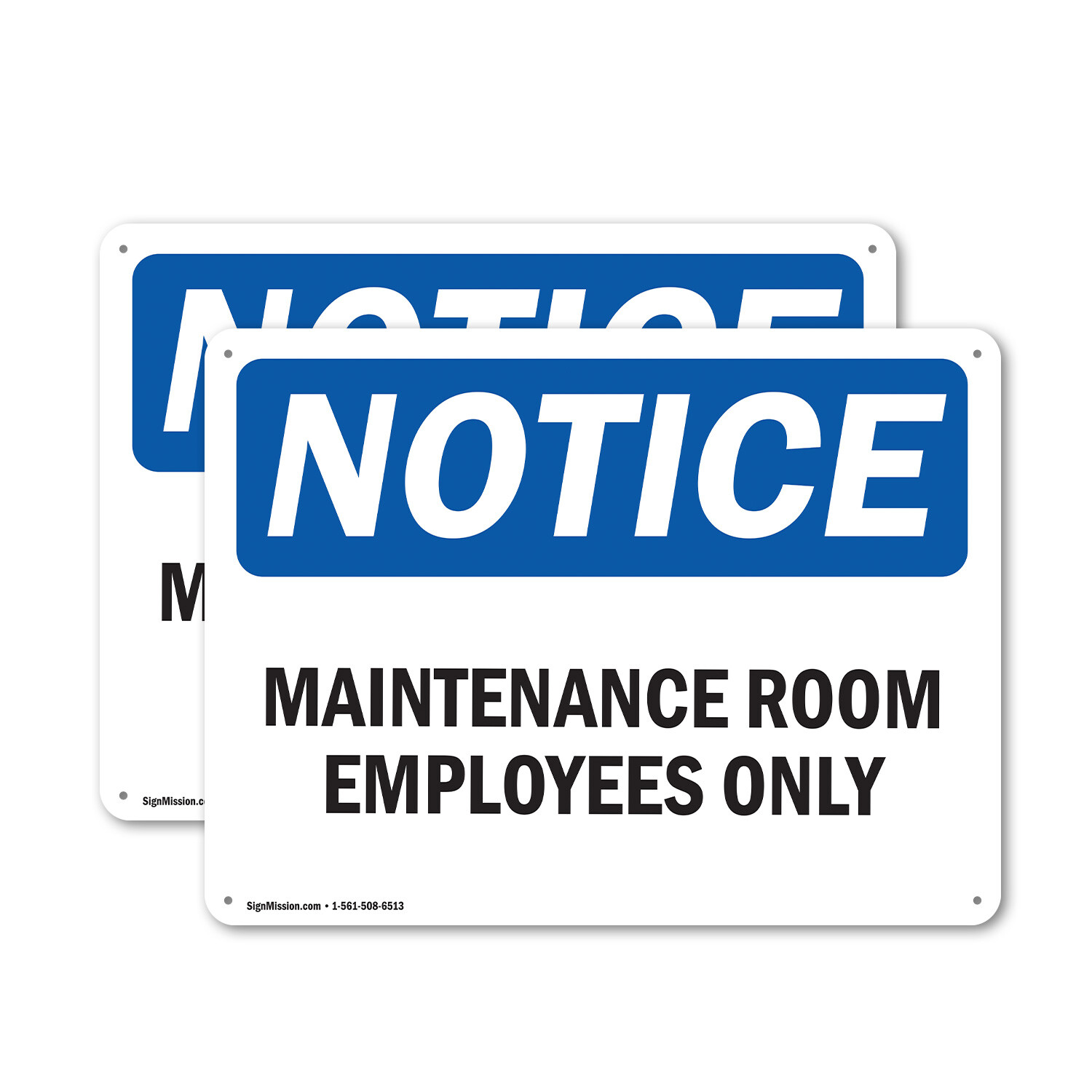 (2 Pack) Maintenance Room Employees Only OSHA Notice Sign Decal Metal Plastic