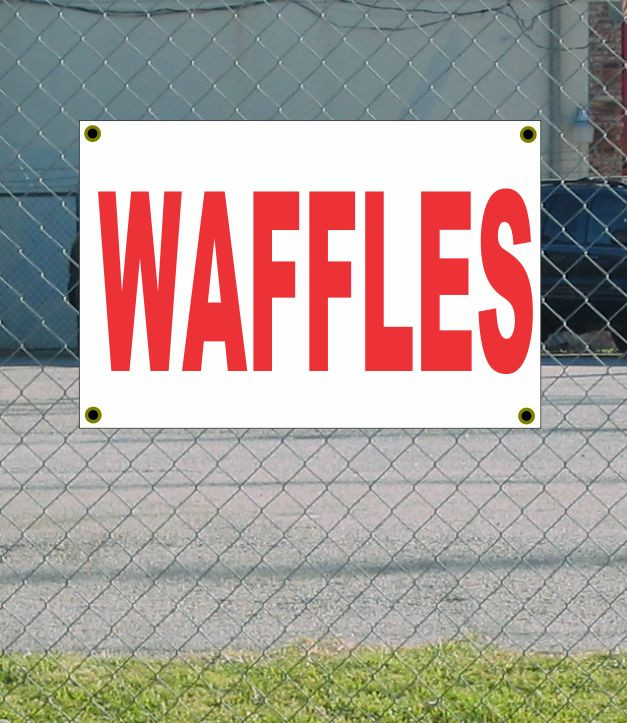 2×3 WAFFLES Red & White Banner Sign NEW Discount Size & Price FREE SHIP