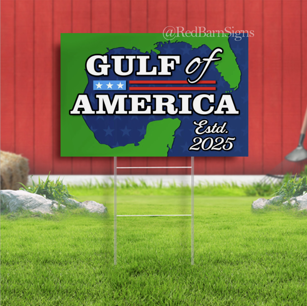 Gulf Of America Indoor Outdoor Yard Sign with metal stakes