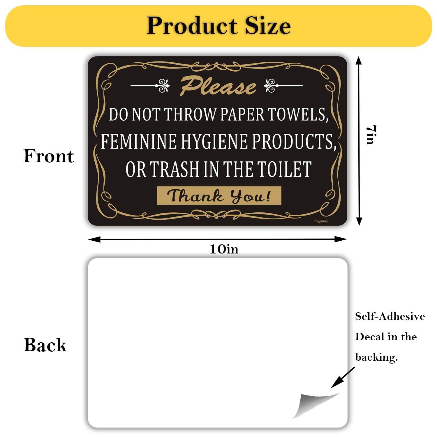 2 Pack Do Not Throw Paper Towels Feminine Hygiene Products Or Trash In The To