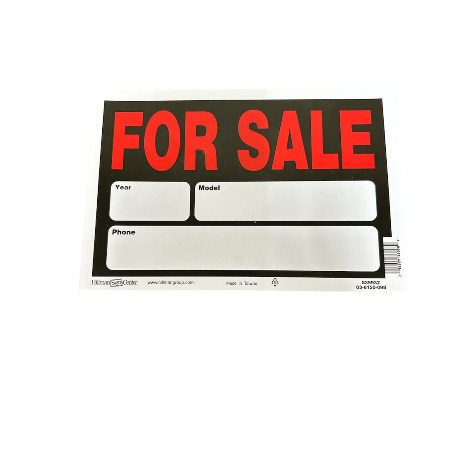Hillman 8″ x 10″ Plastic Signs Various Models New