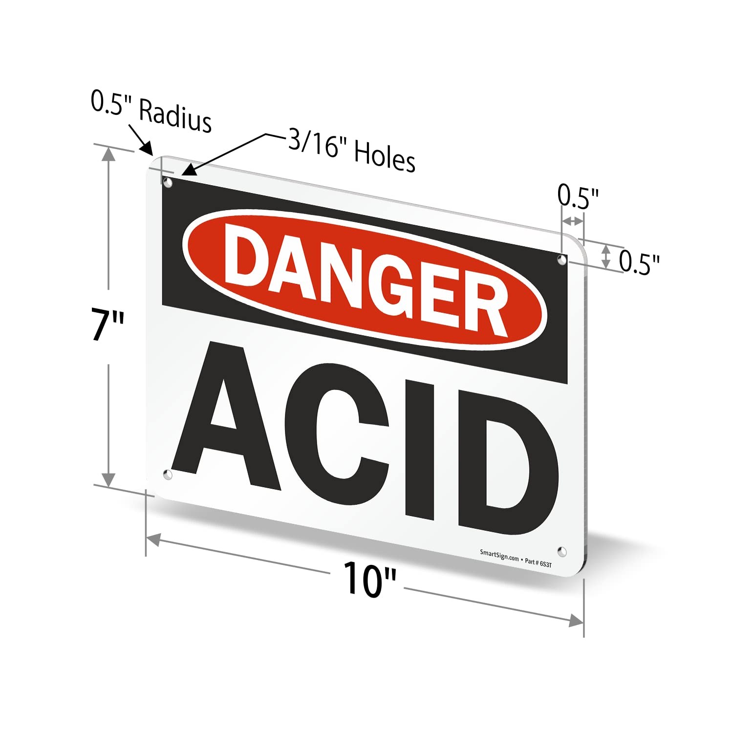 Danger Acid Sign 7×10 Inch Aluminum Black/Red White U91189NA_7x10