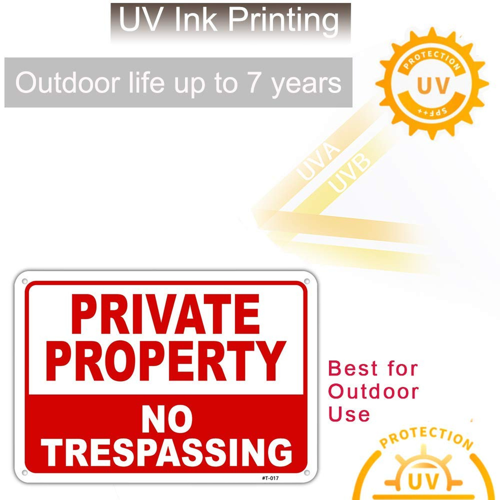 Private Property No Trespassing Sign Aluminum 10×14 Inch UV Outdoor Fence Yard