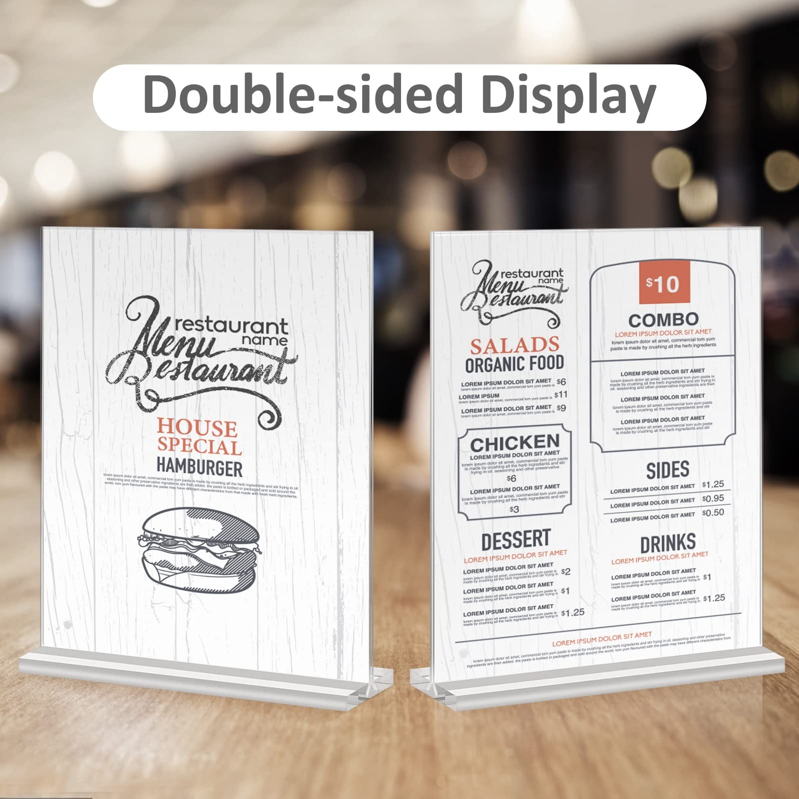 Douildhaiy 4 Pack Acrylic Sign Holder 5 x 7 Horizontal ,T Shape Double Clear