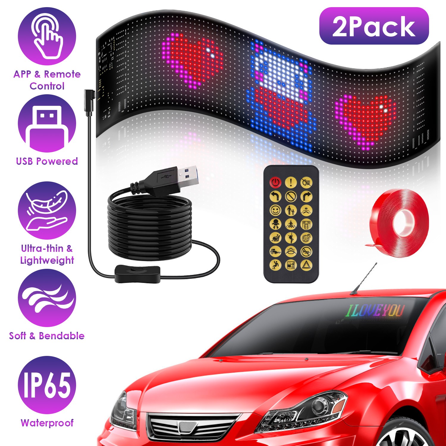 2pcs LED Sign Flashing Light USB Powered Business Signs Business Store Open Lamp