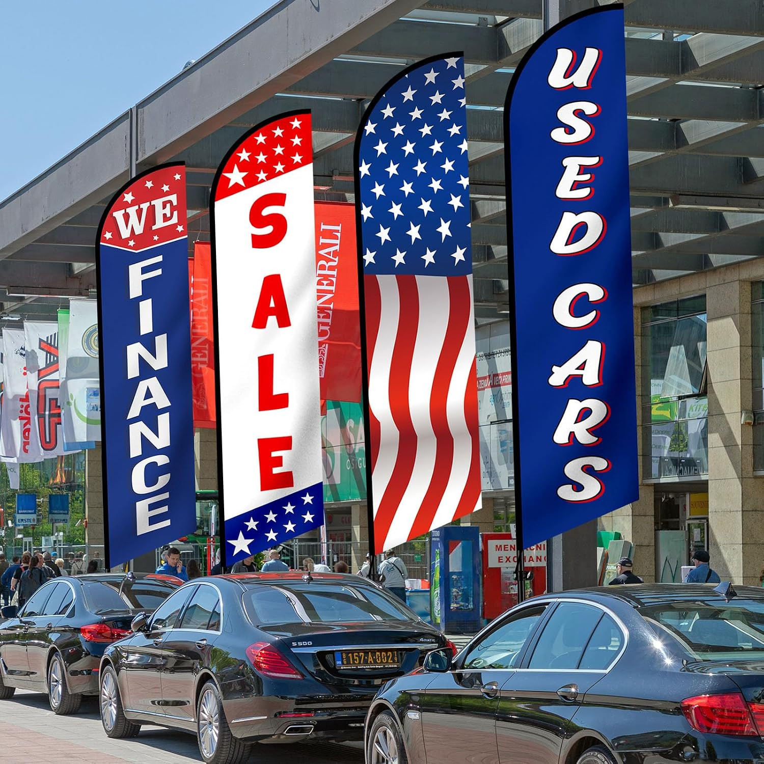 4 Pack Used Cars Flag Windless Swooper 12 Ft Lot Auto Swooper Feather Flags We F