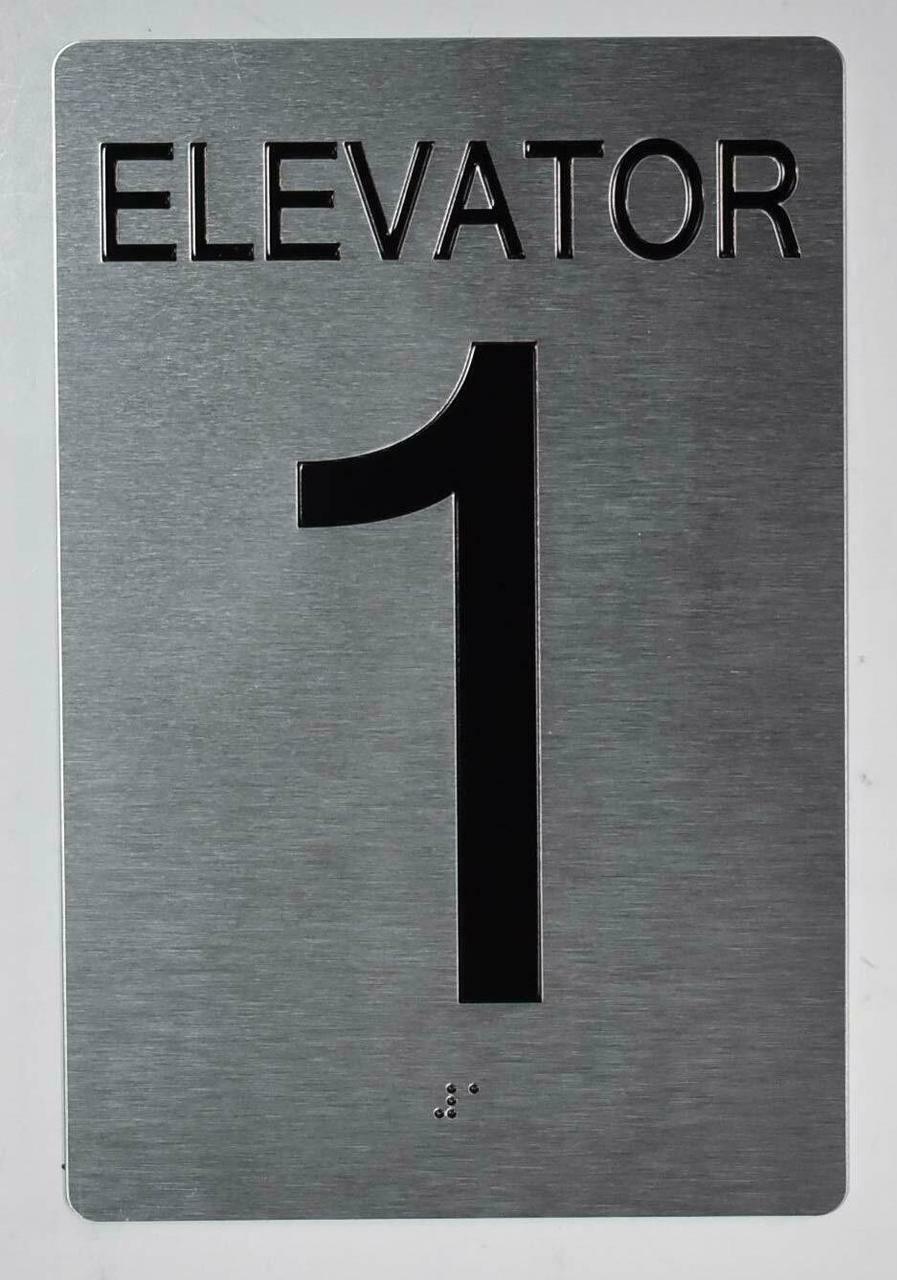 Elevator 1 Sign Silver – Tactile Touch Braille Sign..6X9)…-ref0420