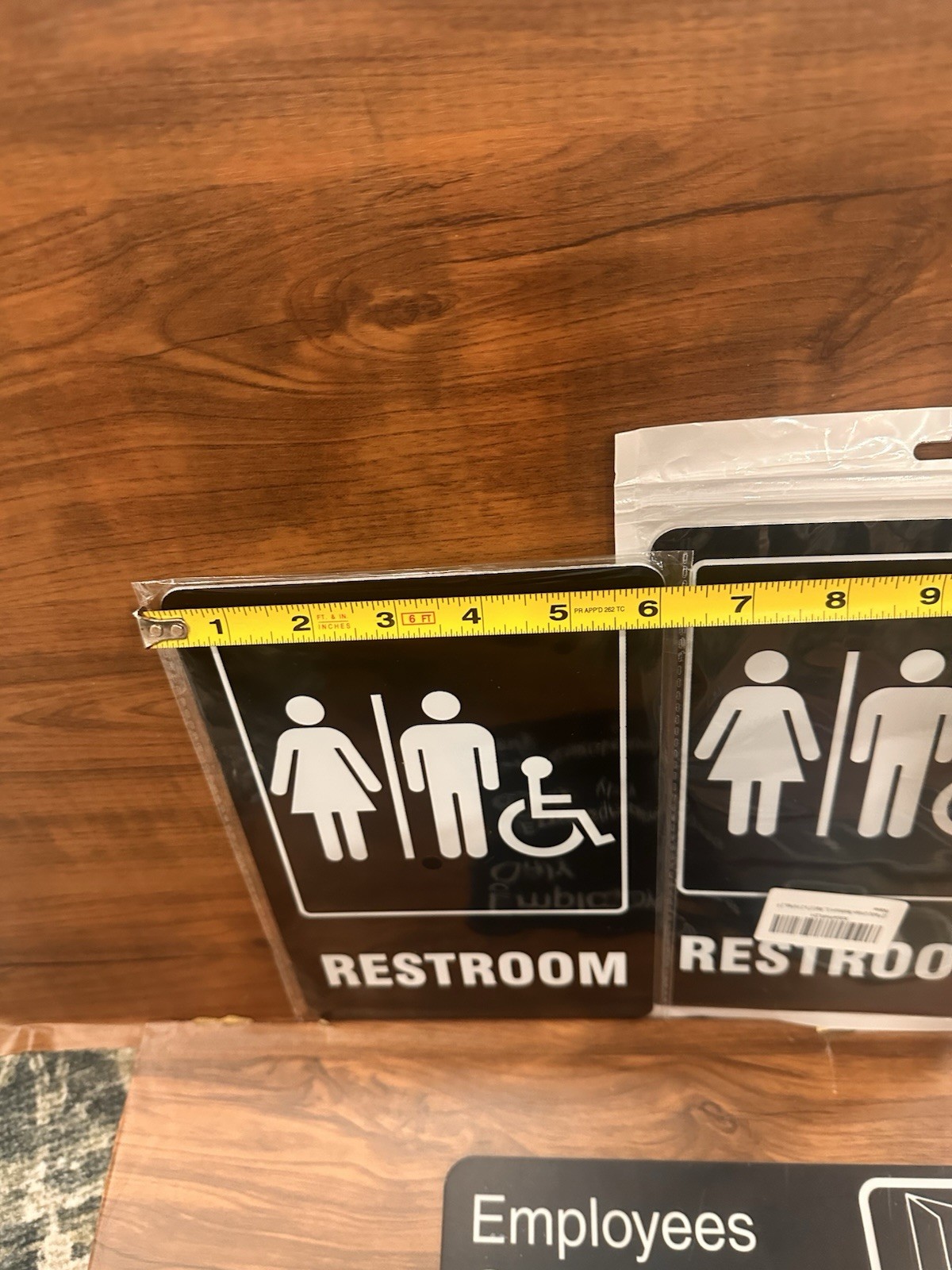 (2) Unisex Male Female Restroom Sign Handicap 6×9 & (3) Employees Only Sign 3×9”