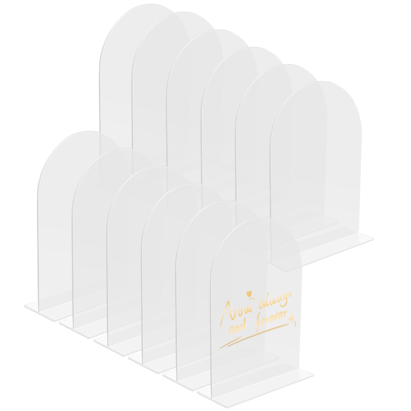 9 Pack Frosted Arch Acrylic Wedding Signs 5×7 Inch Blank Table Number Base