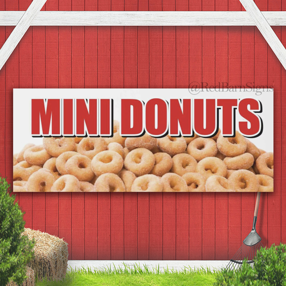 MINI DONUTS Advertising Banner Vinyl Mesh Sign donut fried chocolate doughnut