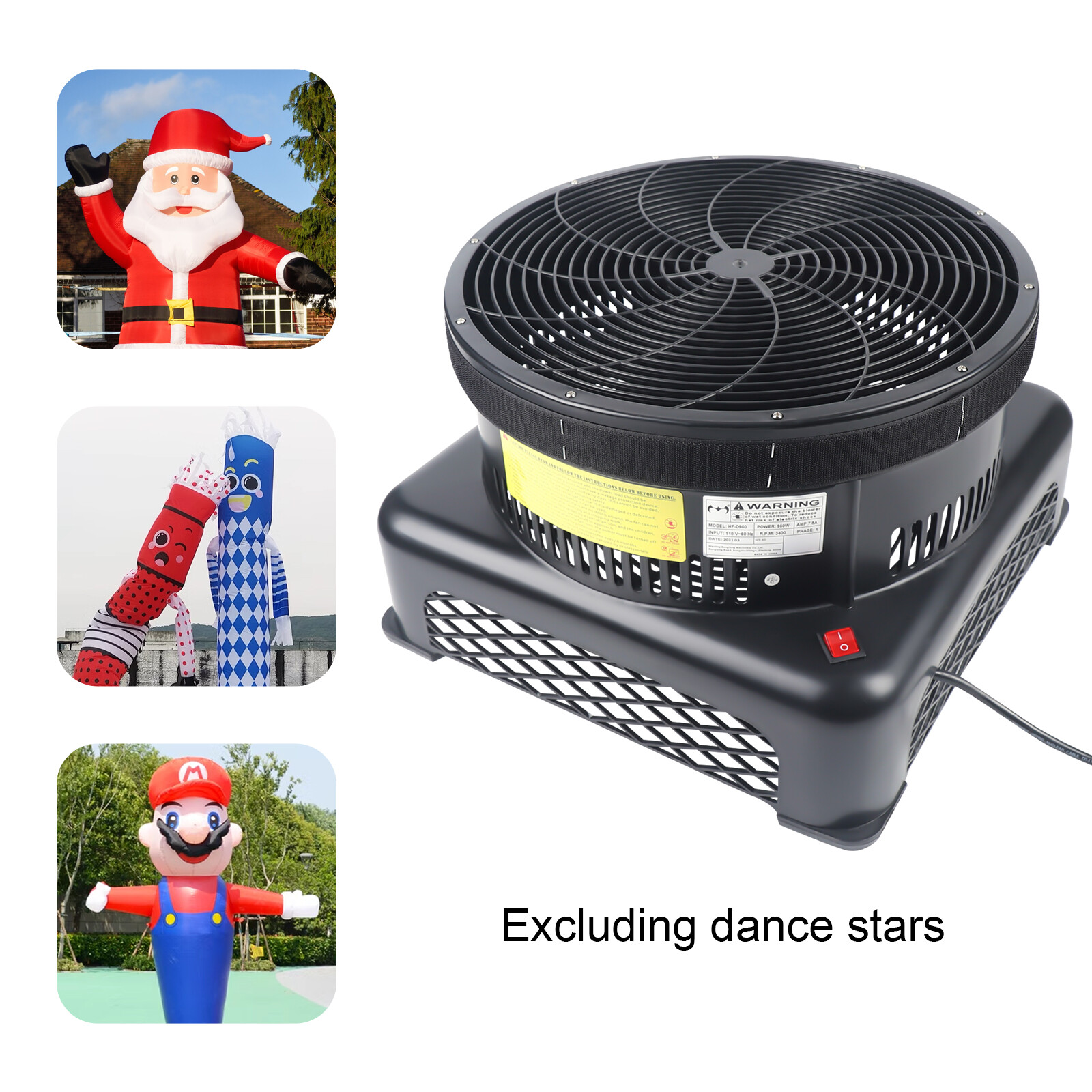 HDF-950 950W Air Blower Fan 17.7in For Inflatable Tube Man Wind Dancer 110V