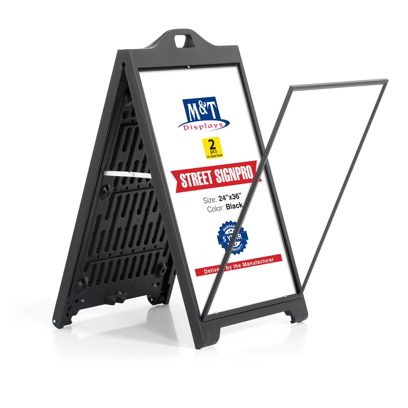 Sandwich Board Street SignPro without LENS Cover A-Frame 24×36″ Black