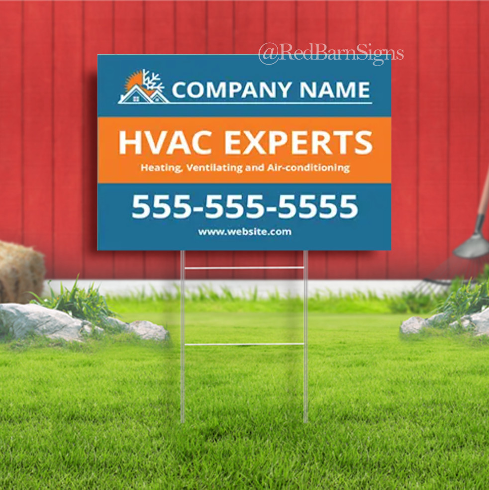 HVAC Experts Custom Indoor Outdoor Yard Sign with metal stakes