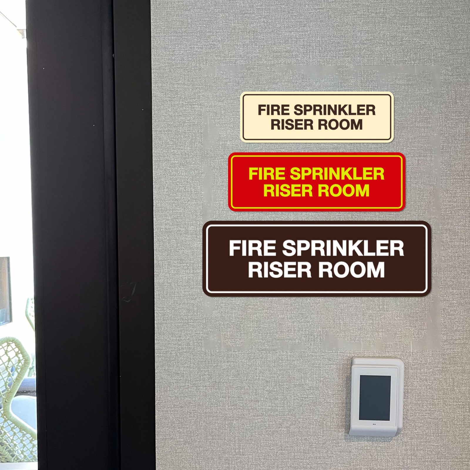Standard Fire Sprinkler Riser Room Sign Red Large 1 Pack Wall Signage