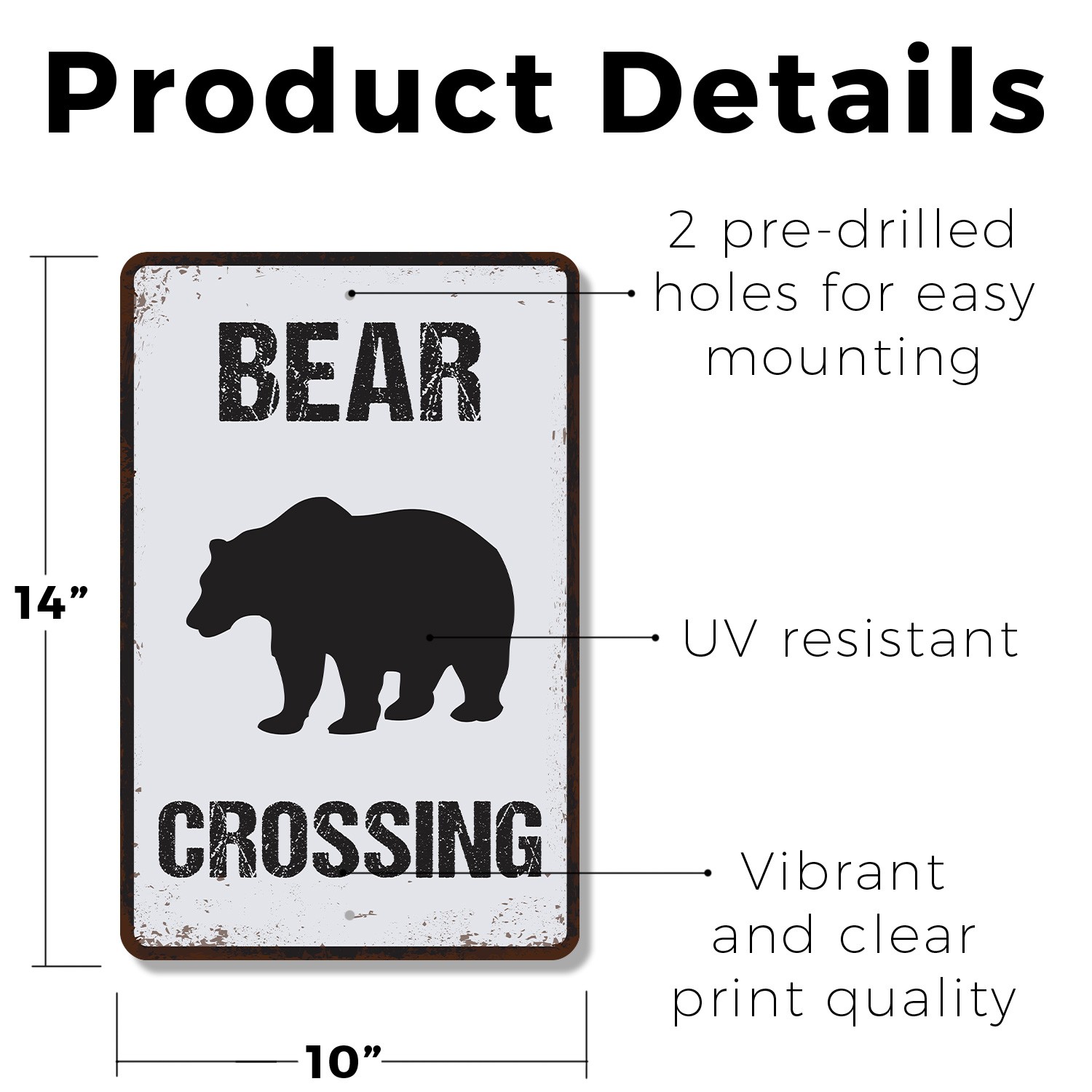 Bear Crossing Sign Pause For Paws Durable Perfect for Cabins Trails Forest Roads