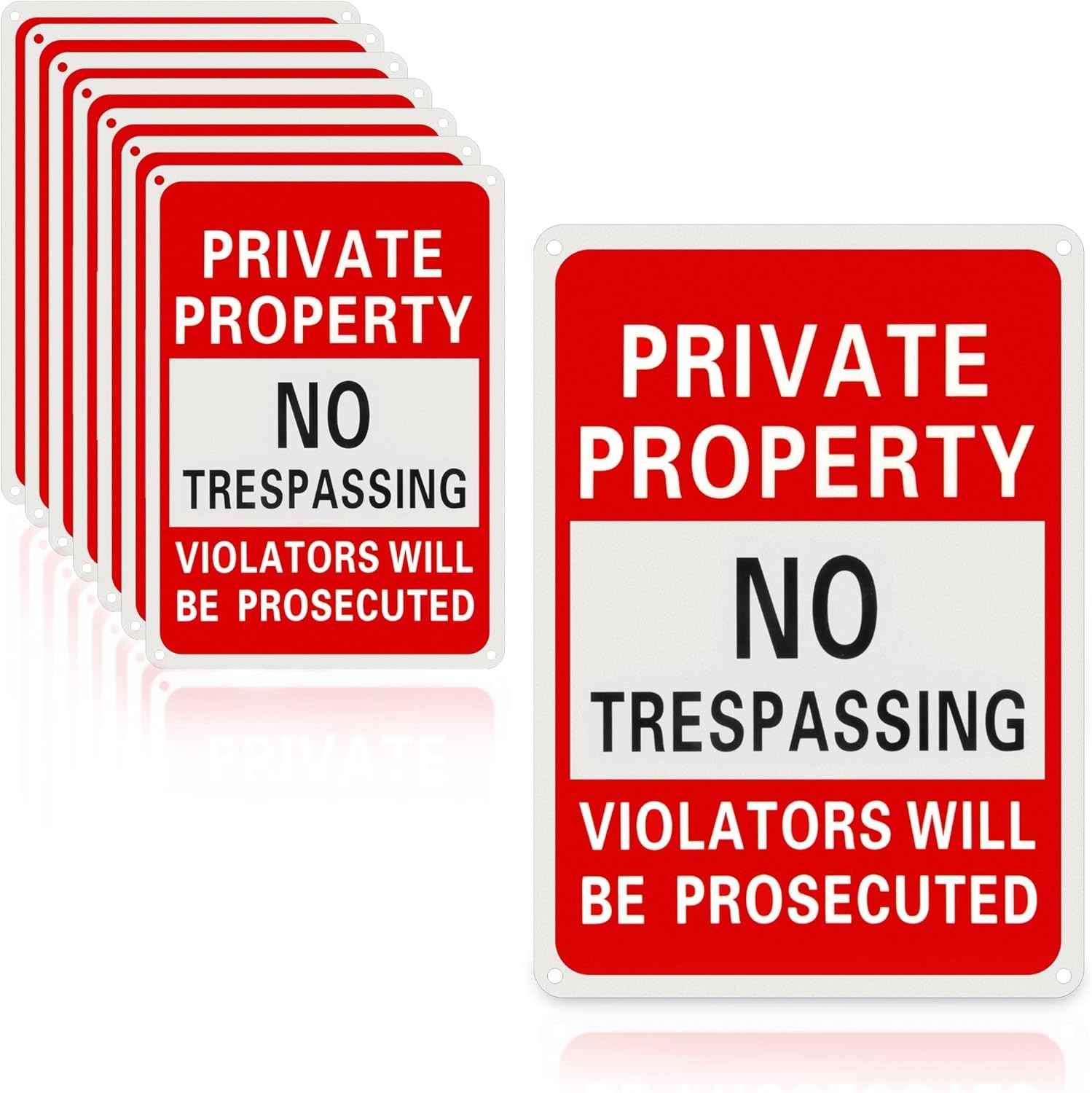 8Pack Private Property No Trespassing Signs,10×7 Inch Rustproof UV Ink Alumin…