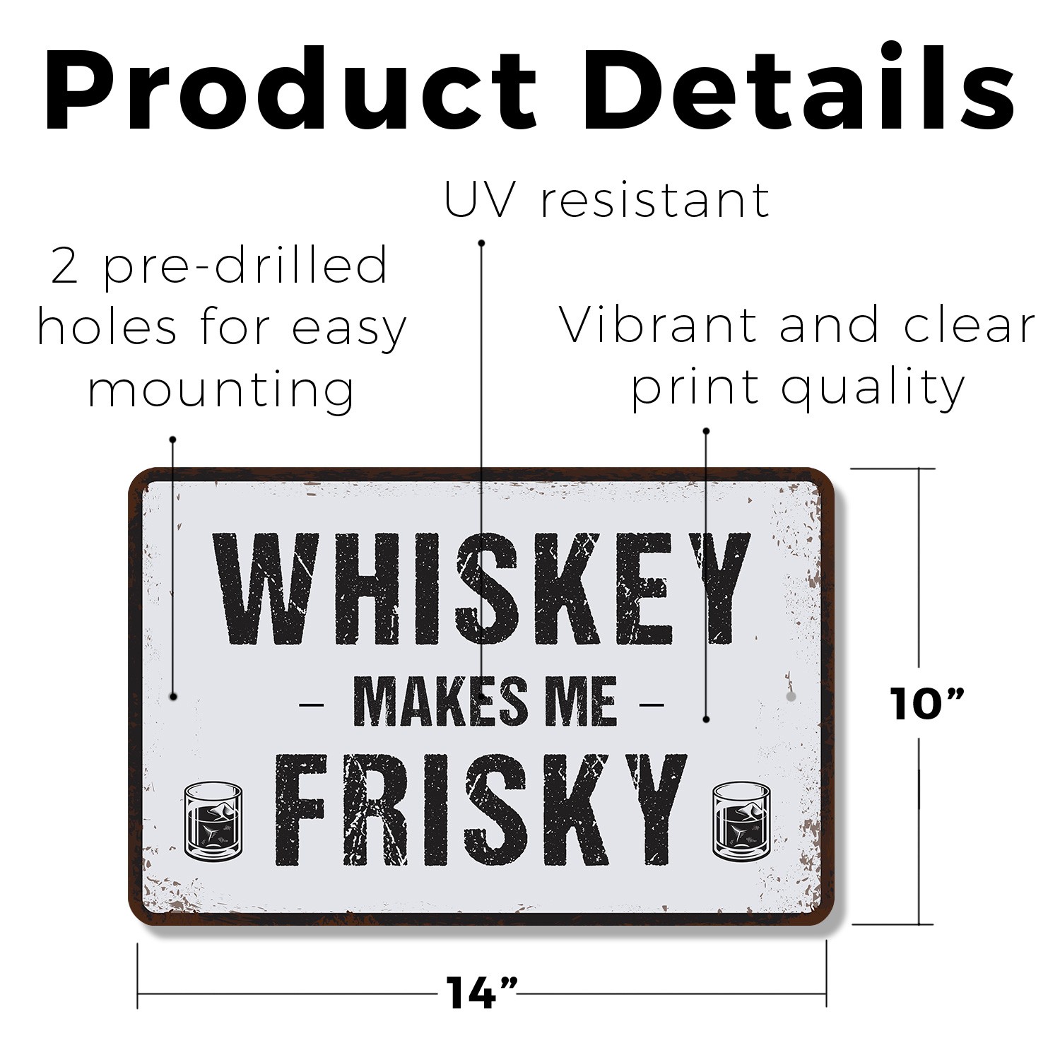 Funny Whiskey Makes Me Frisky Sign Neat Rocks Repeat Durable Perfect for Bars