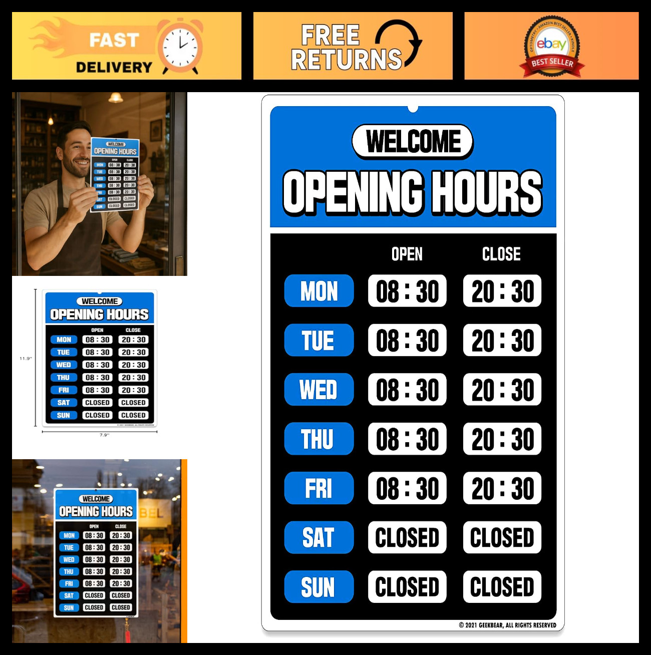 Colorful Changeable Business Hours Sign Kit – Weatherproof Opening Hours Display