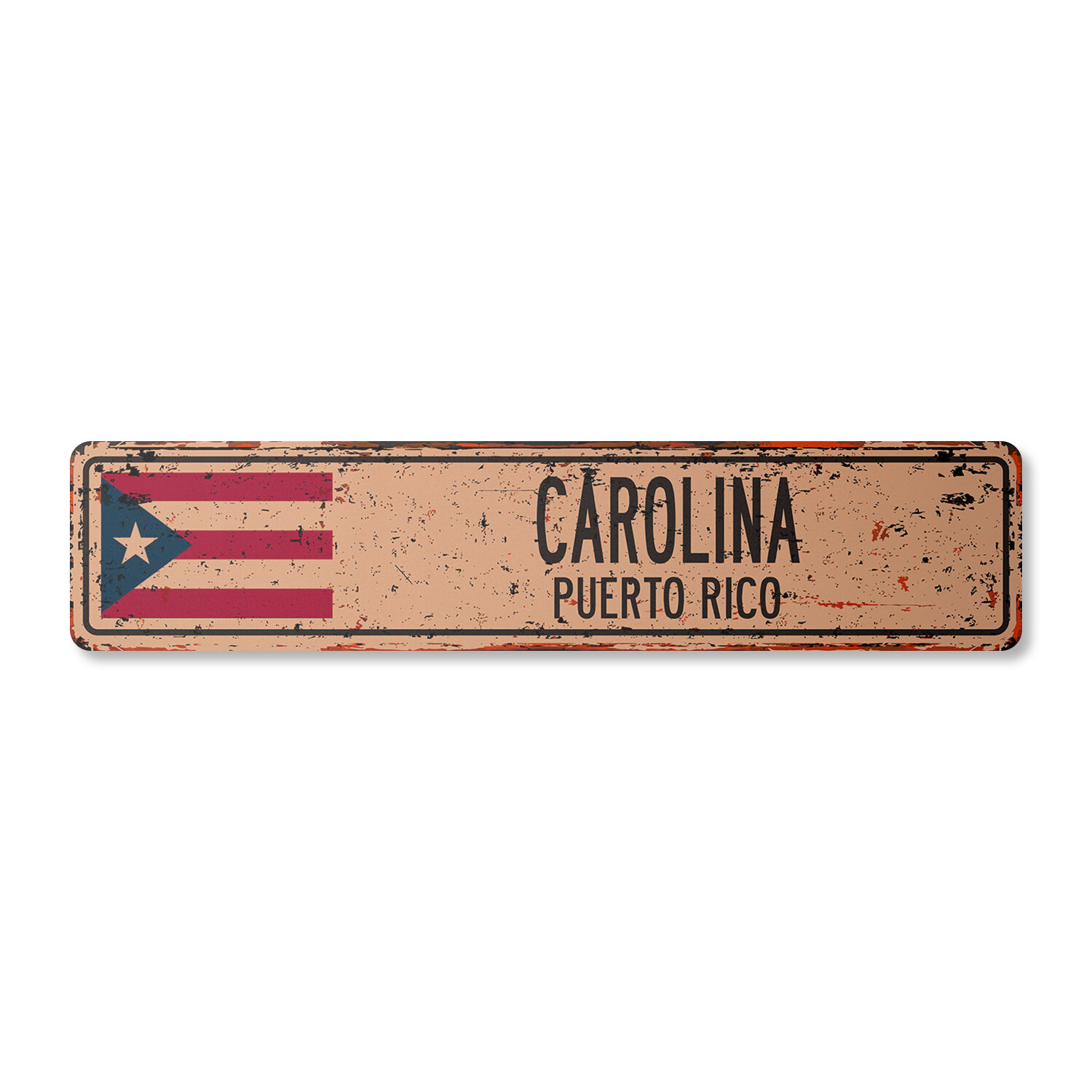 CAROLINA PUERTO RICO Vintage Street Sign Puerto Rican American flag city country