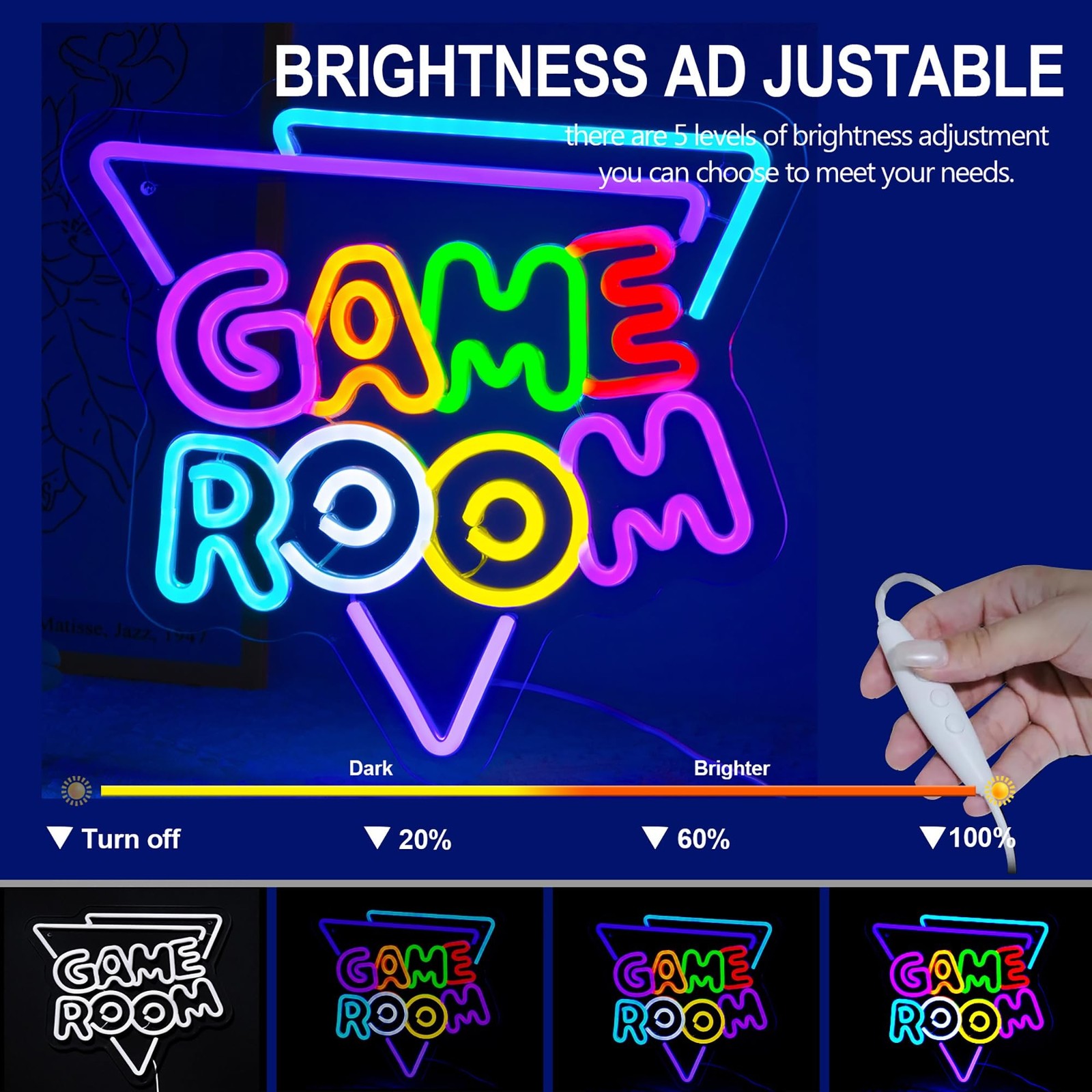 Game Room Large Neon Signs, Gaming Room Wall Decor Colorful LED USB Neon Ligh…