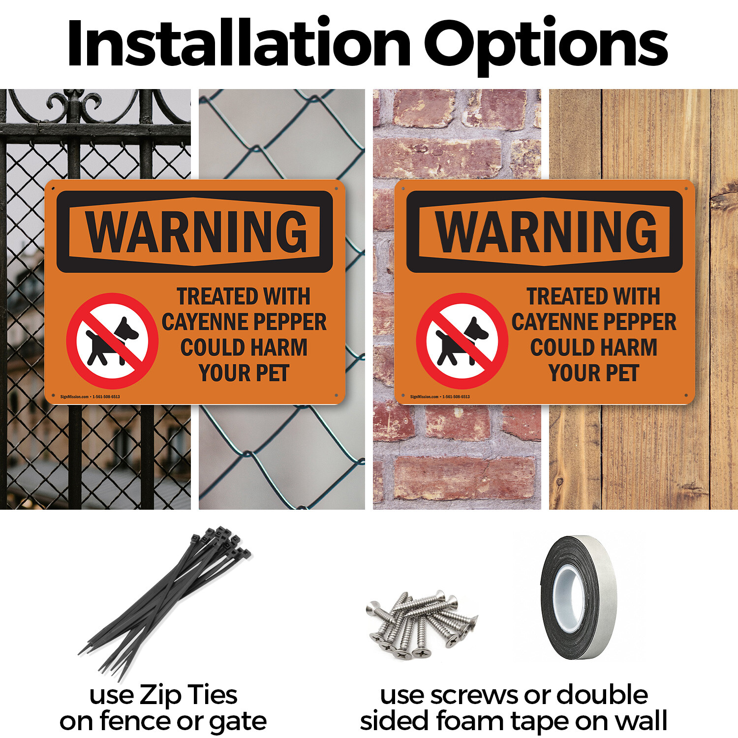(2 Pack) Treated With Cayenne Pepper With Symbol OSHA Warning Sign Decal Metal