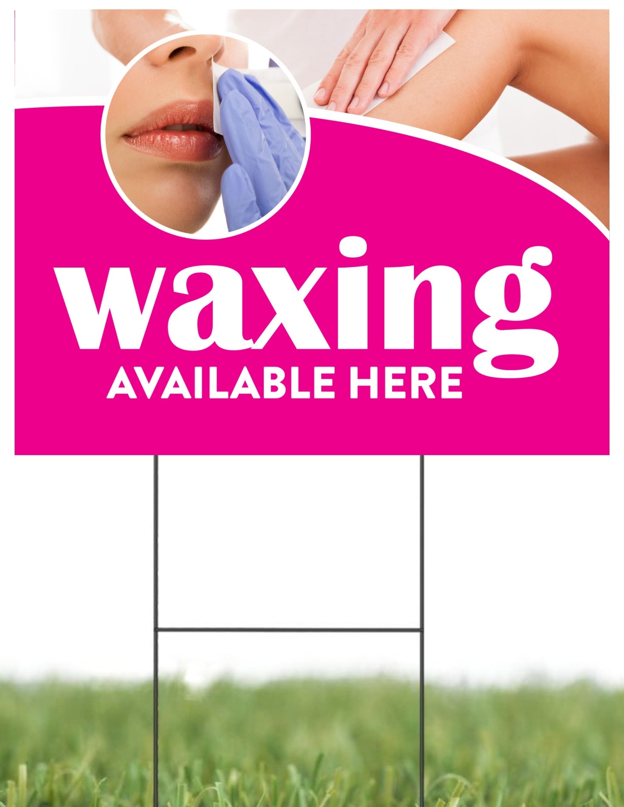 Waxing Available Here | Sidewalk Yard Sign with Metal Stakes | 24″W x 18″H