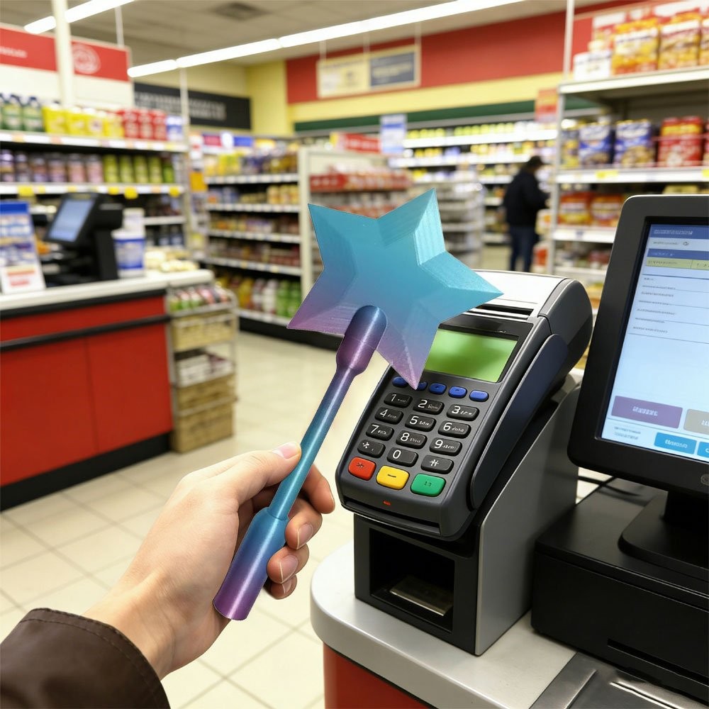 3D Printed Wand Tap To Pay Contactless Star Magic Wand For Easy Payments CW