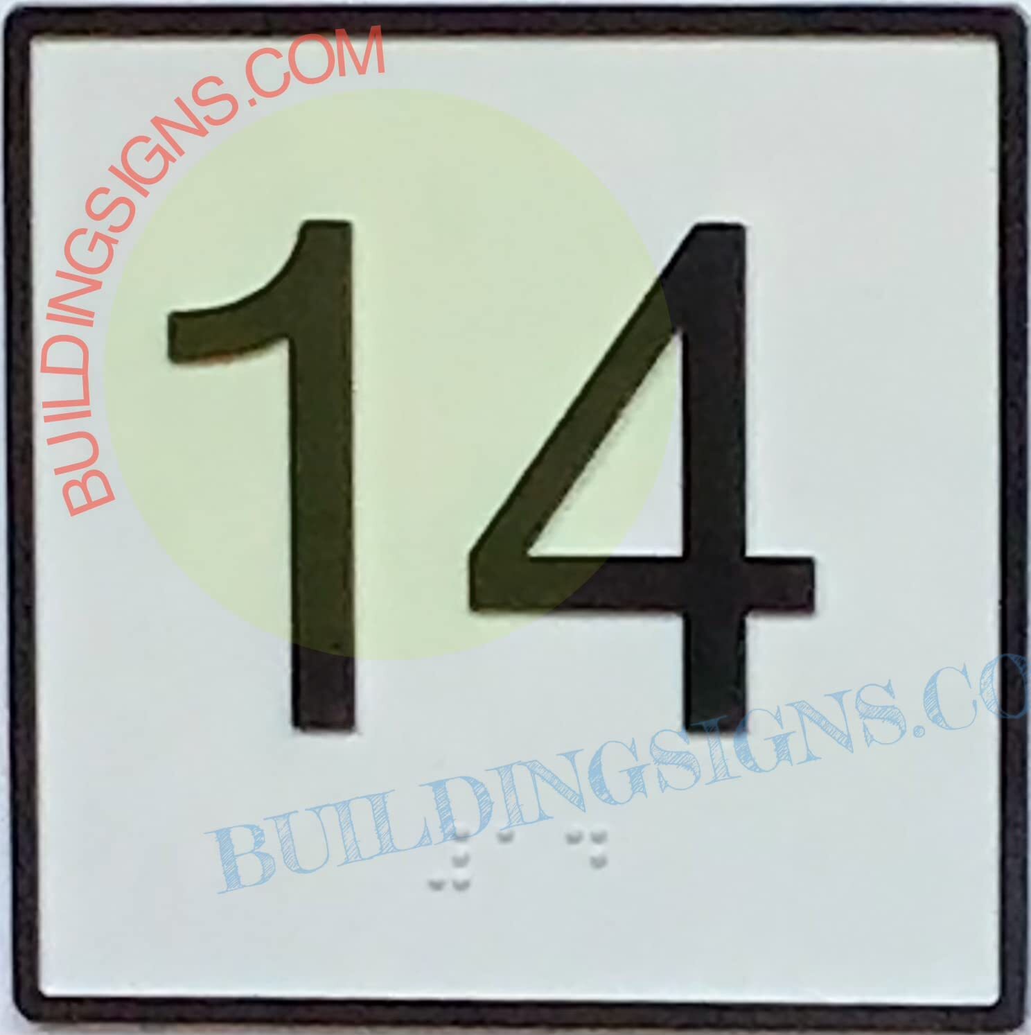 Elevator Floor Number 14 Sign- Elevator JAMB Plate Floor 14 sign-REF24-1027