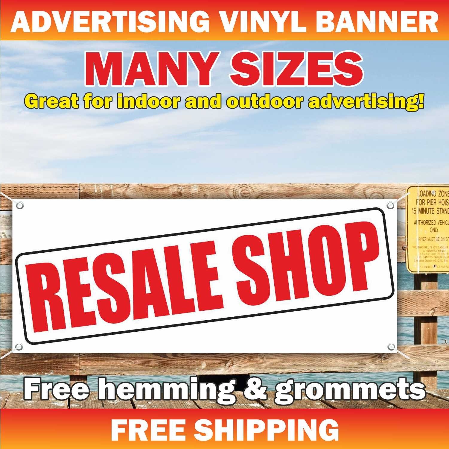 RESALE SHOP Advertising Banner Vinyl Sign Store Clothing Dealer Open Boutique