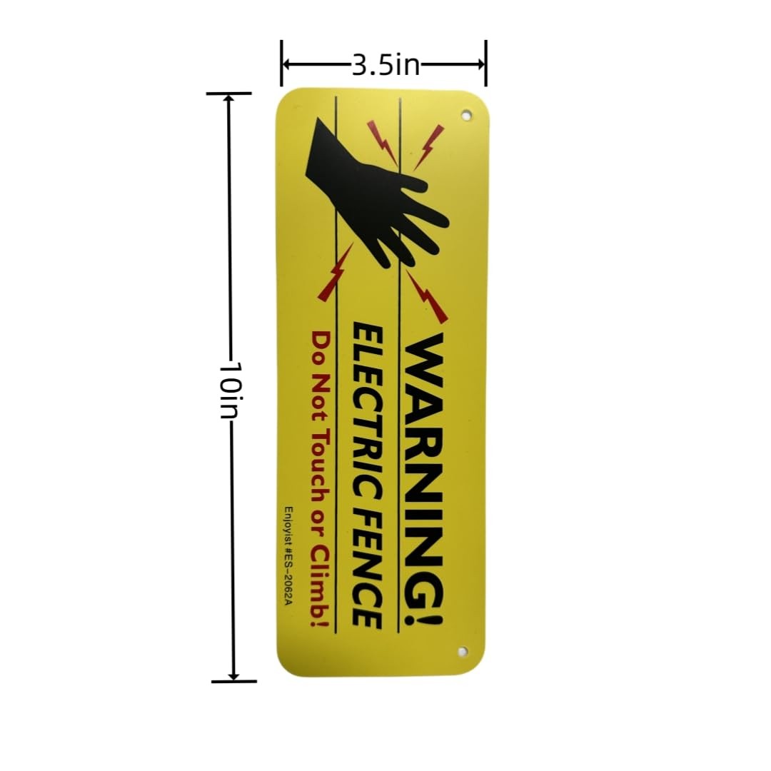 Electric Fence Warning Sign – 4-Pack, 10″x3.5″ Durable Plastic Markers