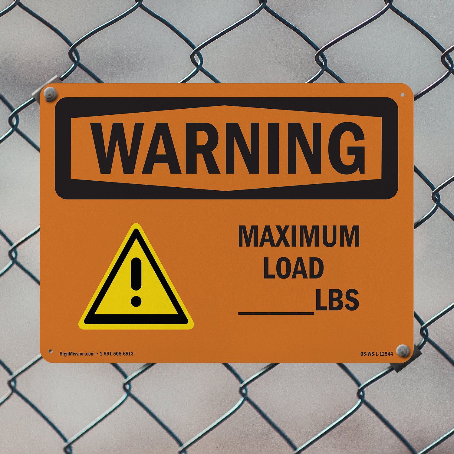 Custom Maximum Load OSHA WARNING Sign Metal, Plastic, Or Decal – 5 or 10 Pack