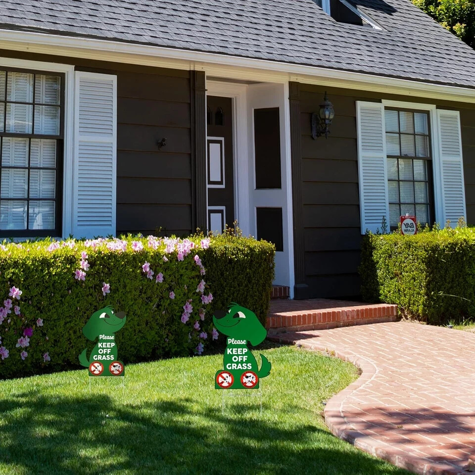 2 PC Keep off Grass Sign – 8X12 Double Sided Coroplast No Peeing Dog Signs for Y
