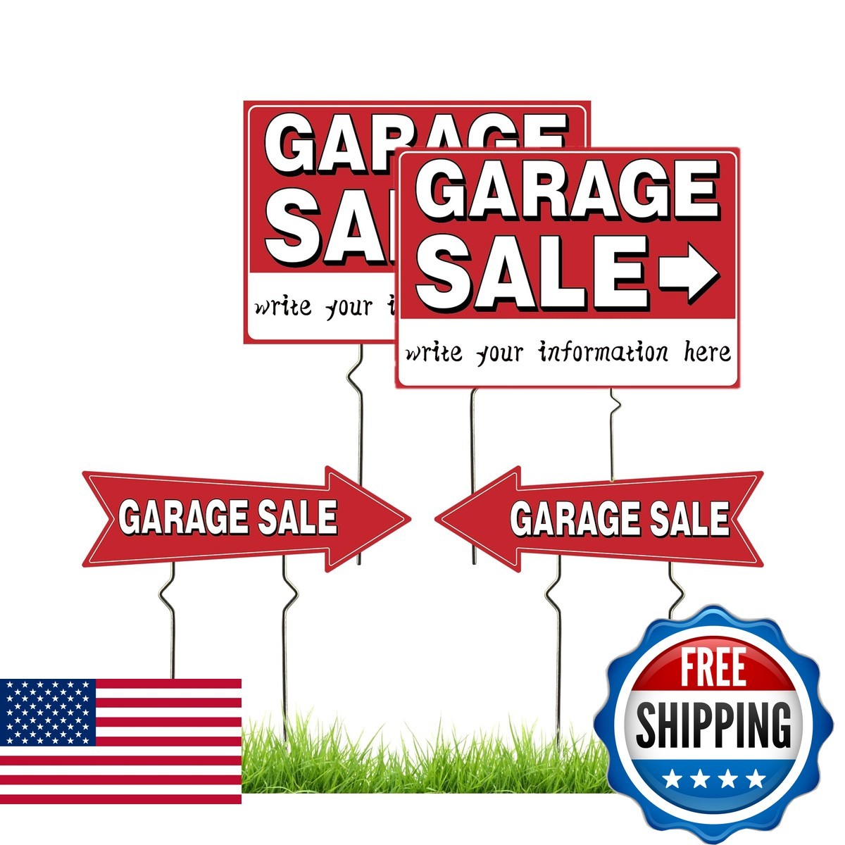 Frohllia 4 Pack Garage Signs, Large Garage Sign Metal Stakes, 17×12 Inch