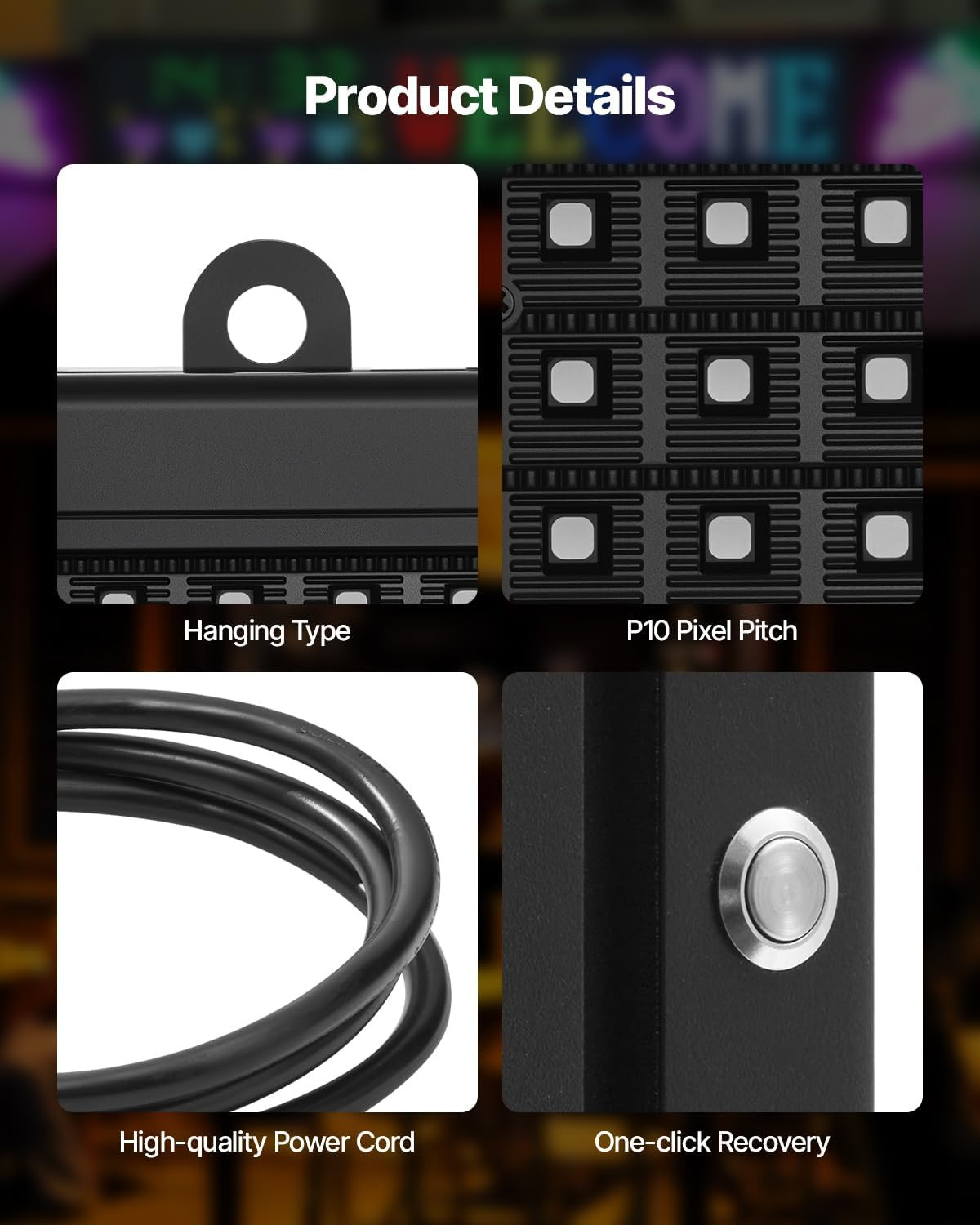 Customizable LED Scrolling Sign – Bluetooth Controlled 52×8 In Advertising Displ