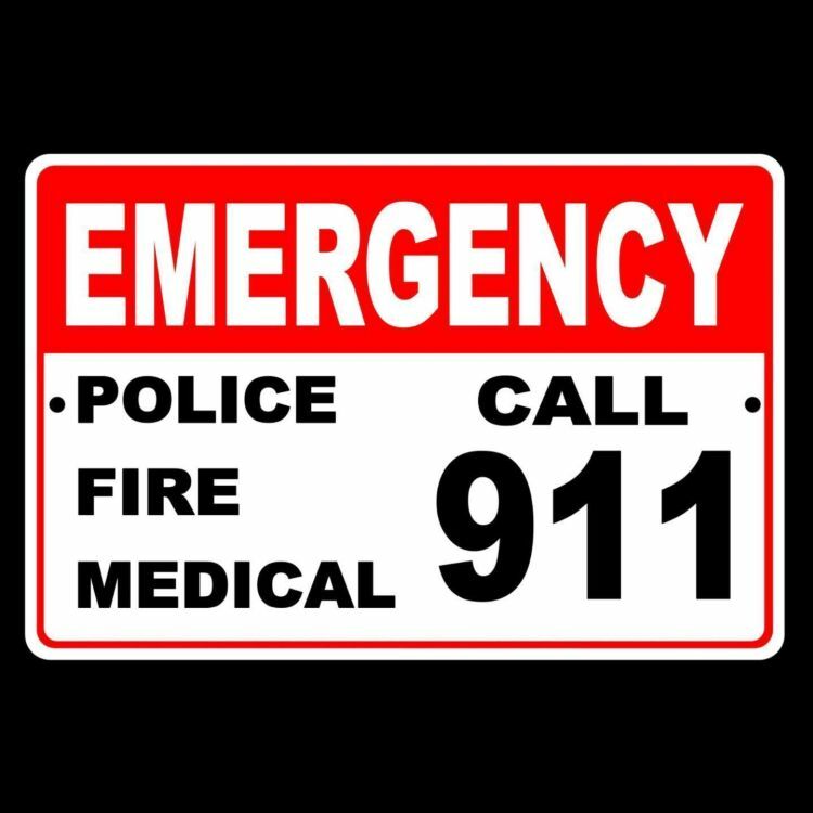 Emergency Call 911 Police Fire Medical sign metal safety warning SE001